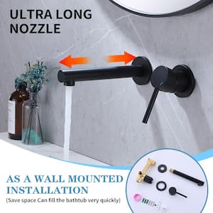 Single-Handle Wall Mount Bathroom Faucet Tub Faucet Bathtub Filler Roman Tub Faucet Corrosion Resistant in. Matte Black