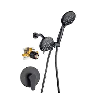 6-spray Rain Wall Mount Fixed and Handheld Shower Head in Black
