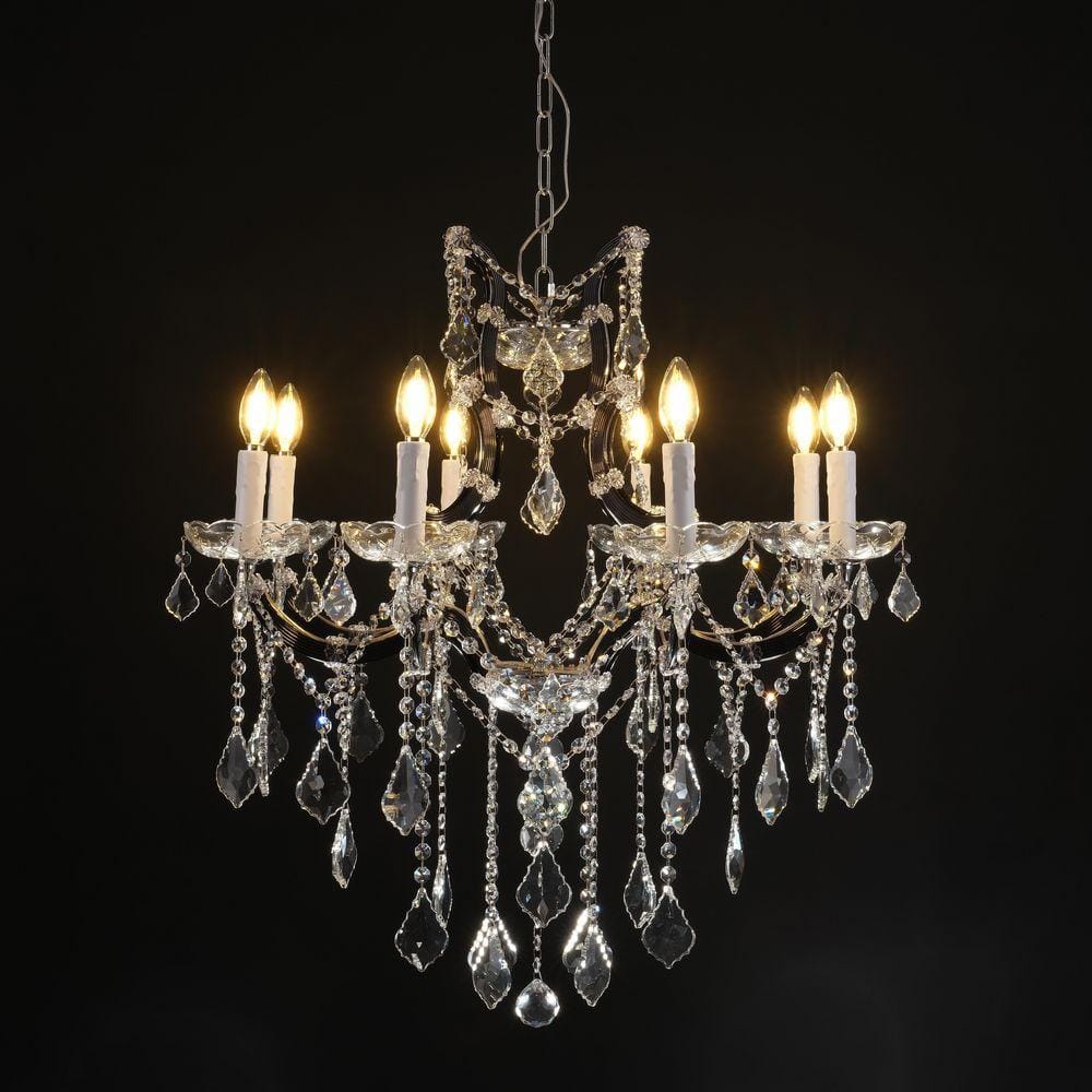 Candle Chandelier 29 in. 8-Lights Black Luxury Crystal Chandelier for Dinning Room, Living Room Foyer, Bedroom Staircase price history on PriceWatchPro