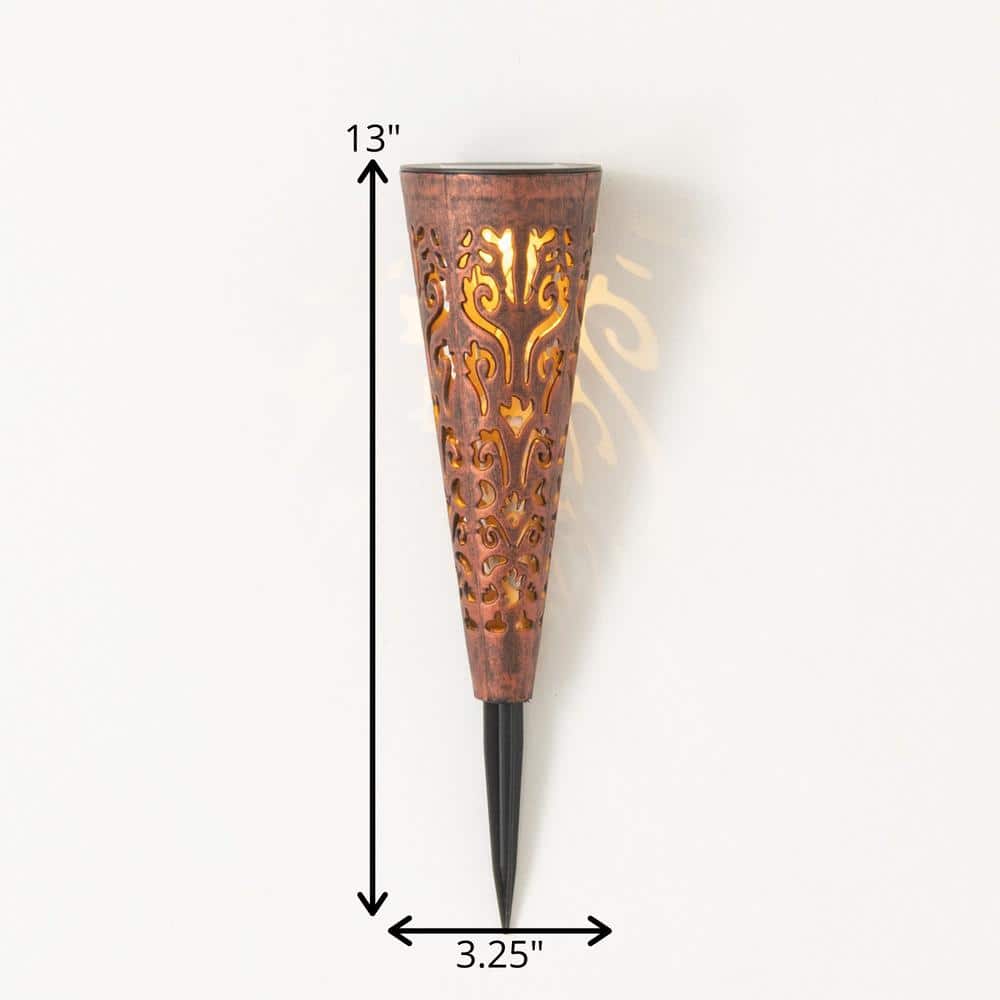 Copper and Black Patterned Solar LED Pathway Light