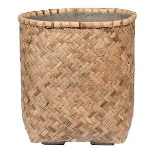 Zayn Small 18.9 in. Dia Natural Bamboo Indoor Outdoor Round Planter