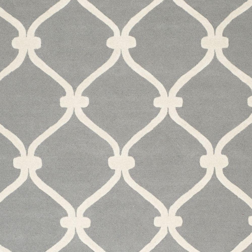 Handmade Dark Grey & Ivory Tufted Wool Rectangular Rug, 10' x 14'