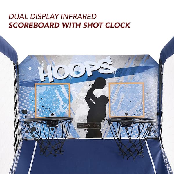 SereneLife Dual Hoop Basketball Shootout Indoor Home Arcade Room Game with  Electronic LED Digital Double Basket Ball Shot Scoreboard & Play Timer