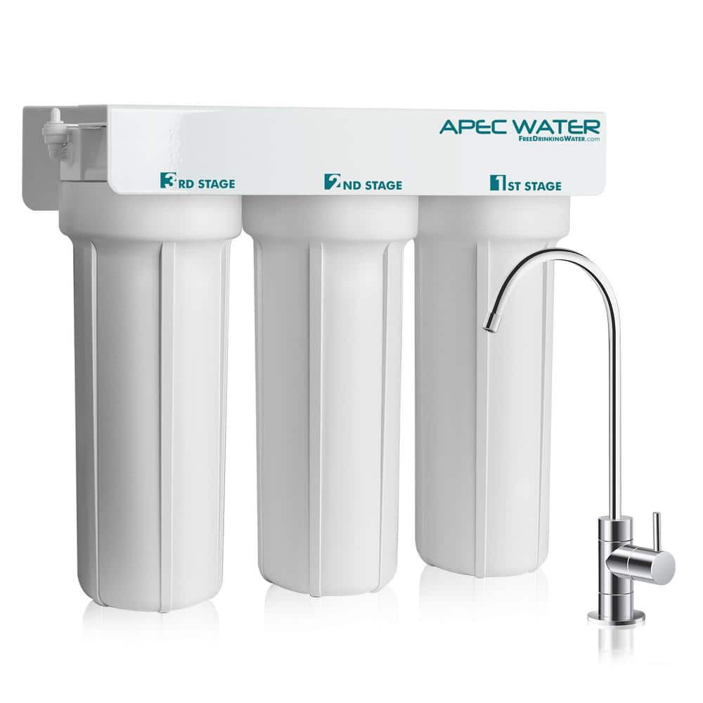 APEX MR-1030 3 Stage outlet Countertop Water Filter KDF Carbon GAC Sink Purifier Chrome