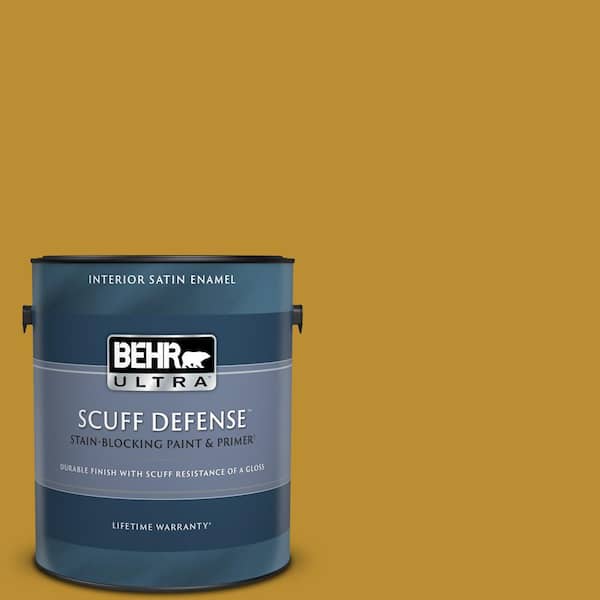 BEHR ULTRA 1 gal. #360D-7 Brown Mustard Extra Durable Satin Enamel Interior Paint & Primer
