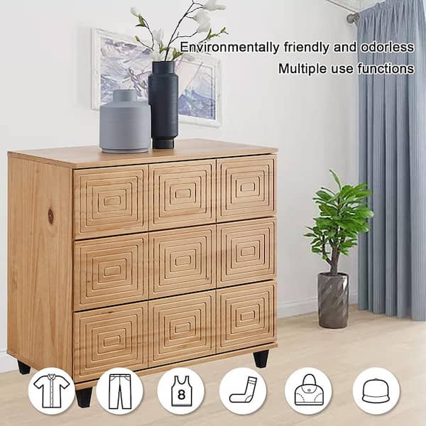 MUSEHOMEINC Modern Solid Wood 3 Drawer Dresser/Nightstand for  Bedroom-Modern Floating Design Chests of Drawers, 3 Tier Storage Organizer  for