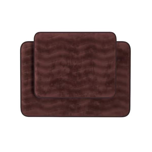 Lavish Home 2-Piece Chocolate Memory Foam Bath Mat Set