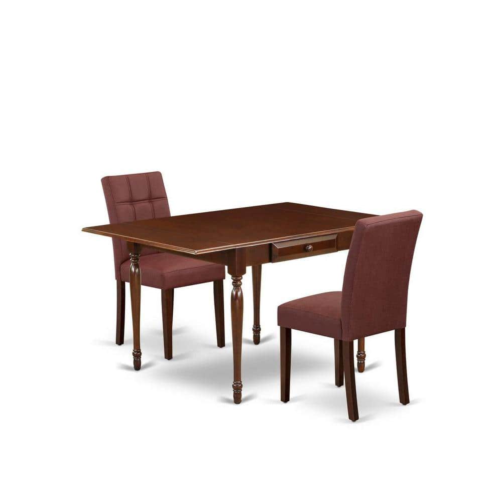 3-Piece Mahogany Finish Rectangular Solid Wood Top with Dropleaf Dining Table Set price history on PriceWatchPro