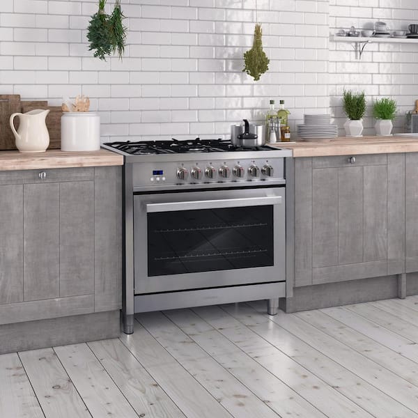 36 in. Stellar Collection 3.8 cu. ft. Dual Fuel Range, 5 Sealed Burners, 8 Function Convection Oven in Stainless Steel