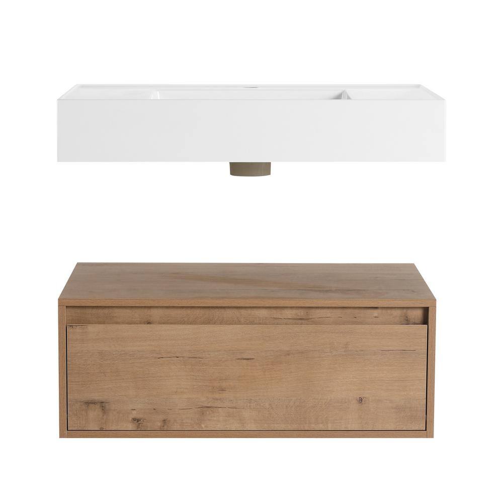 30 in. Wall Mounted Imitative Oak Bath Vanity with White Resin Top and Drawer Assembled price history on PriceWatchPro