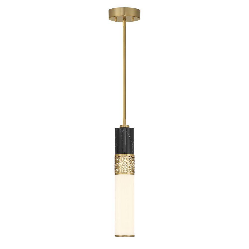 Farrell by Dann Foley 3.13 in. W x 18 in. H 1-Light Warm Brass Pendant Light with White Opal Glass Shade price history on PriceWatchPro