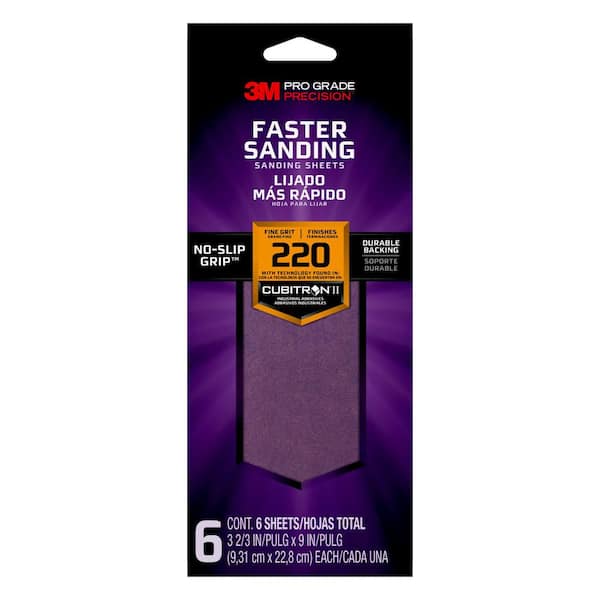 3M Pro Grade Precision 3-2/3 in. x 9 in. 220 Grit Fine Advanced Sanding Sheets (6-Pack)