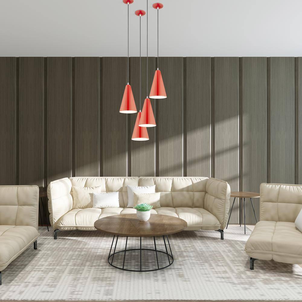 Modern Mini Pendant Light in Shiny Red with White Interior Finish