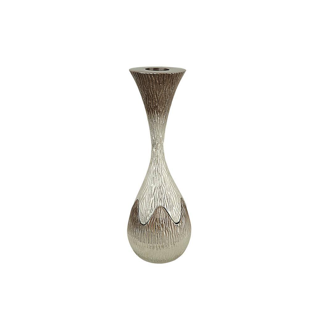 Tall Silver and Bronze Aluminum Tabletop Candlestick
