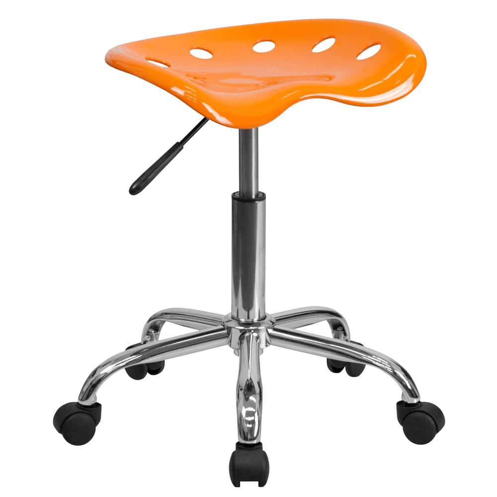 Orange Adjustable Swivel Backless Metal Task Stool