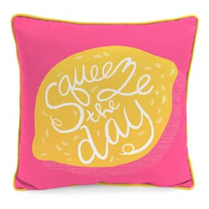 16 in. L x 16 in. W x 4 in. T Outdoor Throw Pillow in Squeeze the Day