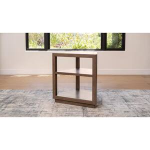 Leon 24 in. Natural Specialty Wood End Table with Open Shelves