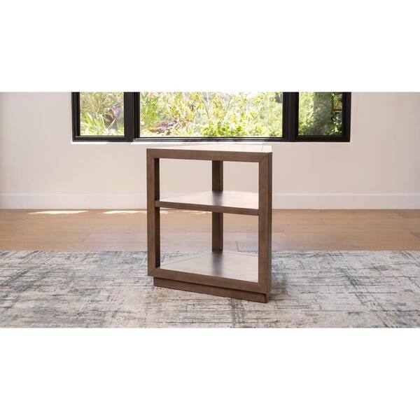 DEVON & CLAIRE Leon 24 in. Natural Specialty Wood End Table with Open Shelves