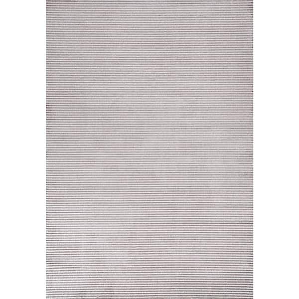JONATHAN Y Cole Modern Minimalist Pinstripe High-Low Dark Silver/White 5 ft. x 8 ft. Area Rug