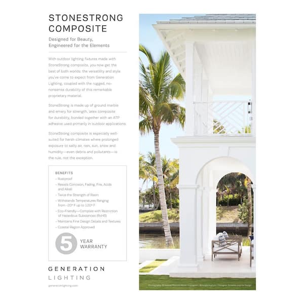 Generation Lighting - Boynton 1-Light Painted Brushed Steel Finish Outdoor 15.5 in. Wall Lantern Sconce