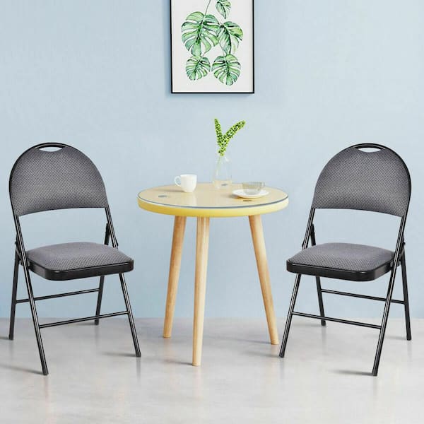 Costway Set Of 6 Folding Chairs Fabric Upholstered Padded Seat Metal Frame Home Office