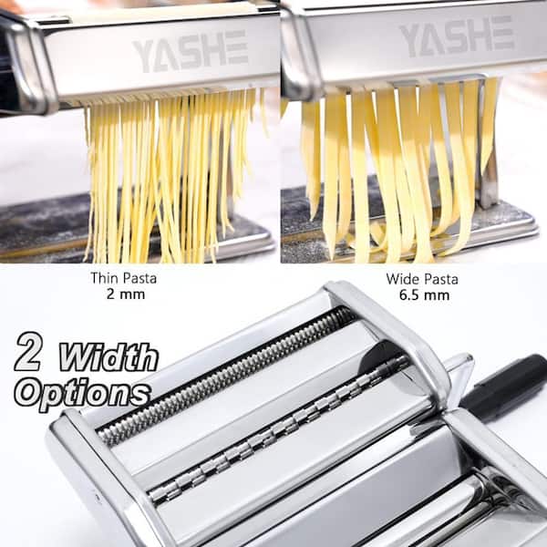 YASHE Silver 2-in-1 Pasta Maker with Cleaning Kit, Adjustable