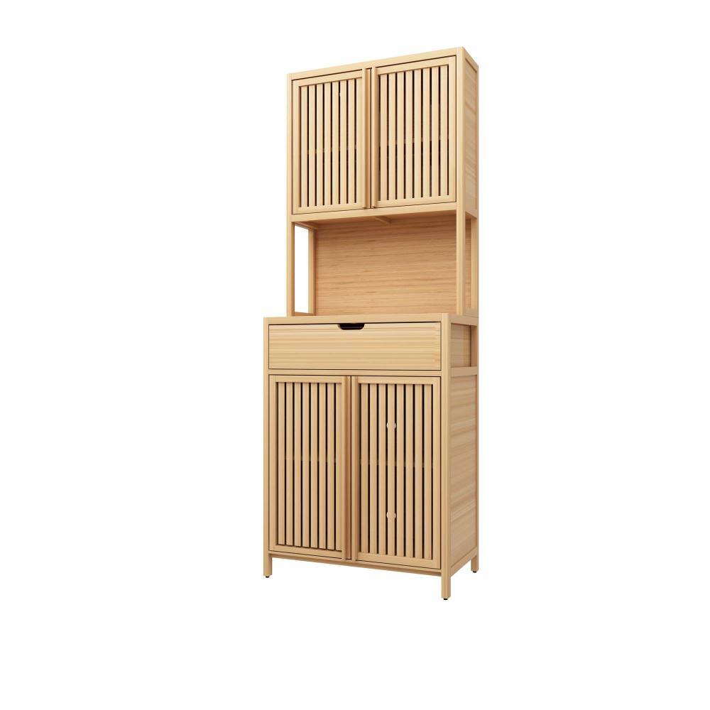 27 in. W x 15 in. D x 73 in. H Linen Cabinet, Bamboo Storage Cabinet with Drawers for Living, Dining, Bedrooms, Natural price history on PriceWatchPro