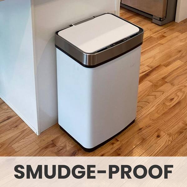 Unbranded - 13.2 Gal. Hands-Free Metal Trash Can with Motion Sensor Lid in Fingerprint-Resistant Black Stainless Steel