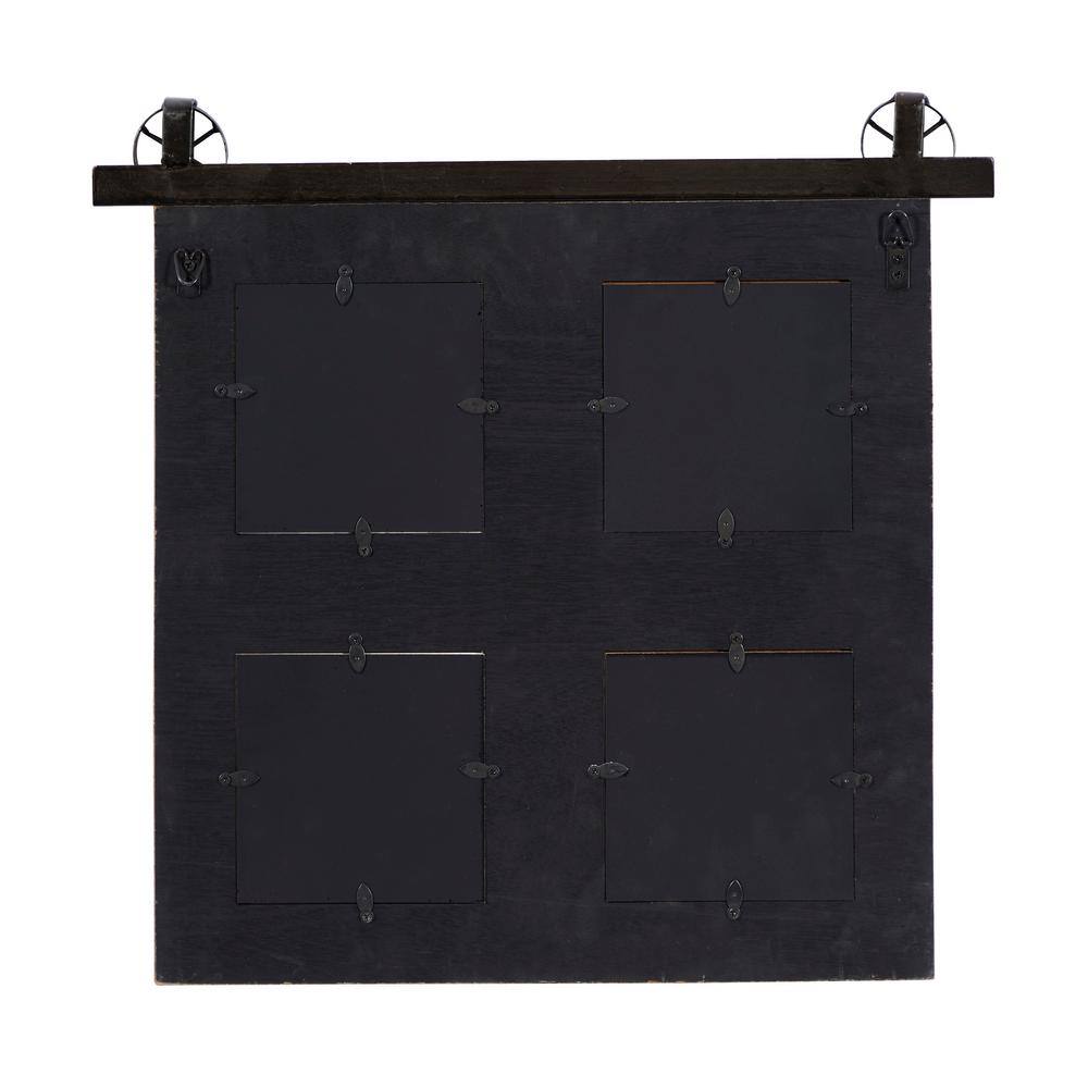 Classic Black 4-Slot Wood Wall Photo Frame with Metal Accent
