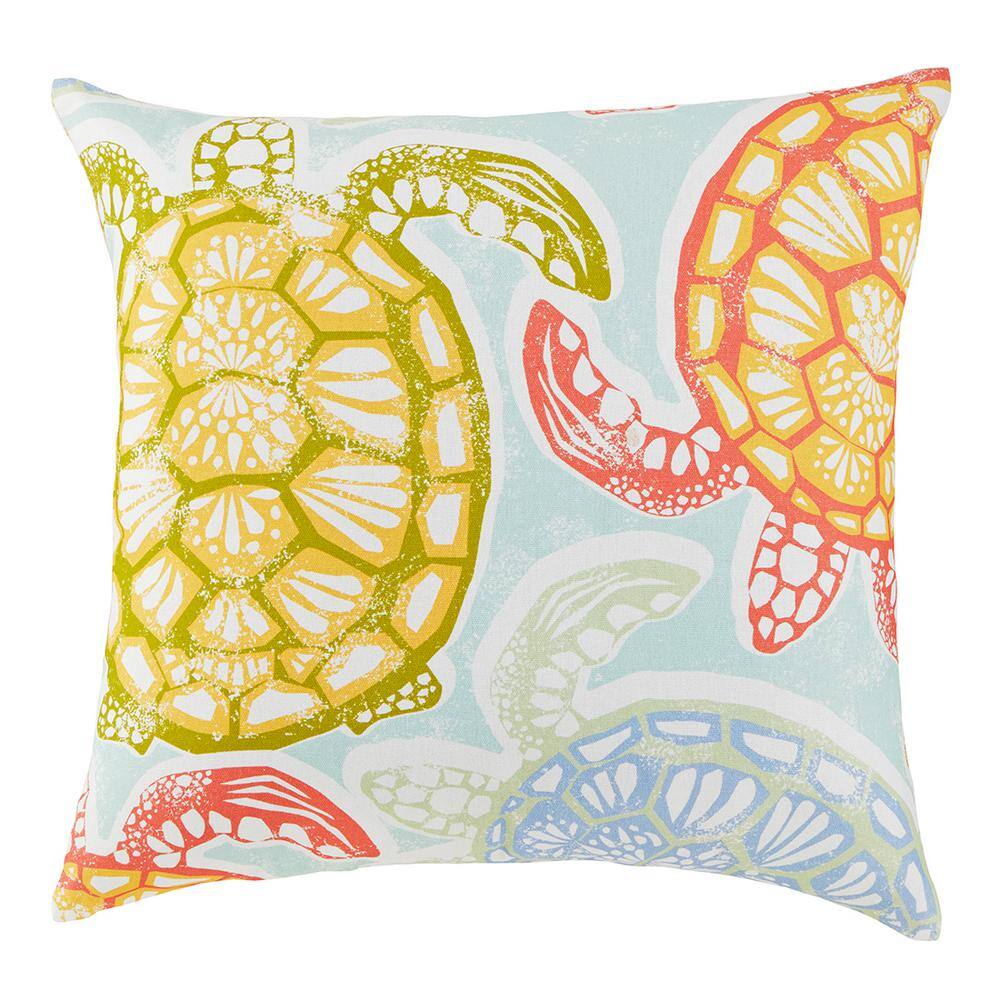 Hampton Bay 18 in. x 18 in. Turtle Outdoor Throw Pillow 04383033 - The ...