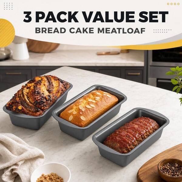 まゆT＋ラババンセット Numhew 3-Pack 10.0 x 5.3 in. Loaf Pan Set, With Wide Grips