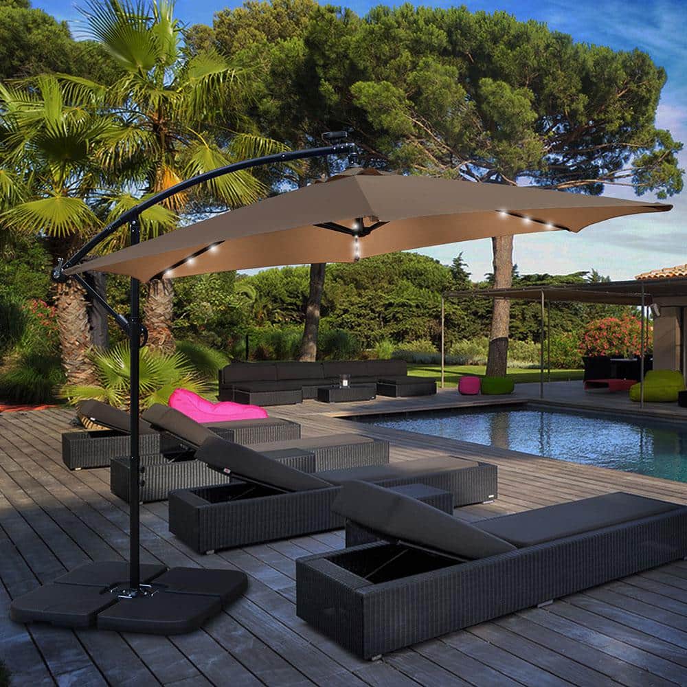 10 ft. Market Solar Offset Outdoor Patio Umbrella in Tan price history on PriceWatchPro
