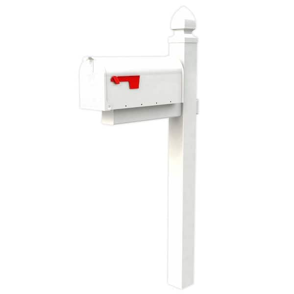 Gibraltar Mailboxes Everton Elite White Steel Mailbox and Post Combo