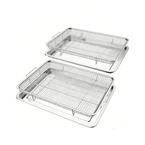 2 Pack 12.8 in. Oven Air Fryer Basket And Tray Set, Oven Air Fryer Accessories, Ideal for Cooking Baking Broiling