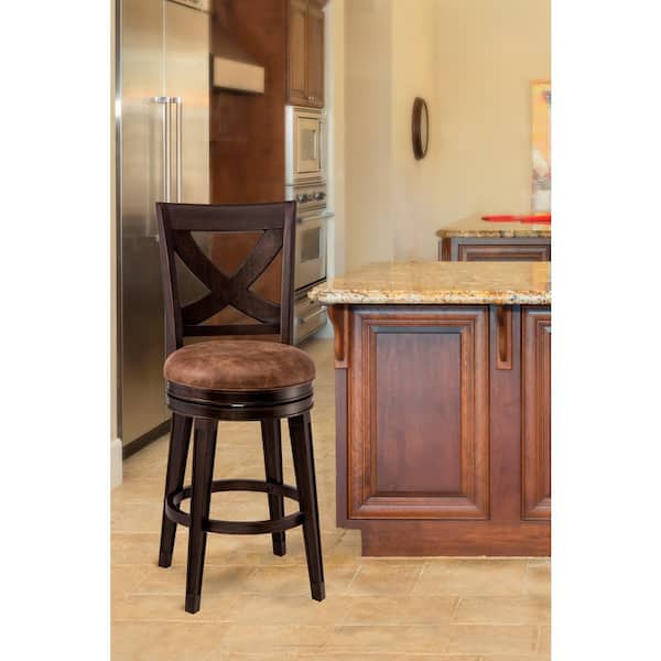 Hillsdale Furniture Santa Fe 30 in. Distressed Espresso Swivel Cushioned Bar Stool