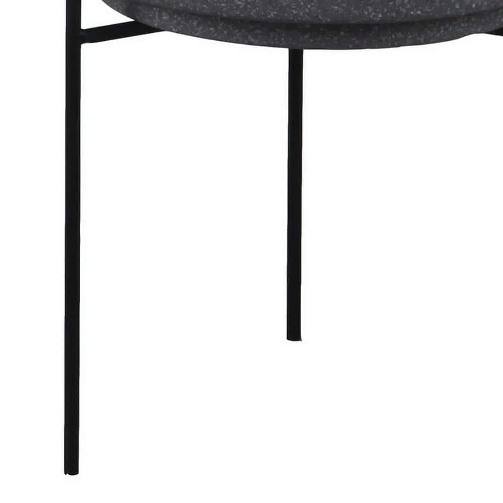 Contemporary Gray Speckled Ceramic Indoor Planter Set on Metal Legs