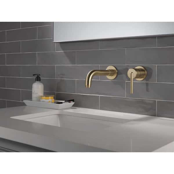 Delta Trinsic 1 Handle Wall Mount Bathroom Faucet Trim Kit In Champagne Bronze Valve Not Included T3559lf Czwl The Home Depot - Wall Mount Lavatory Faucet With Valve