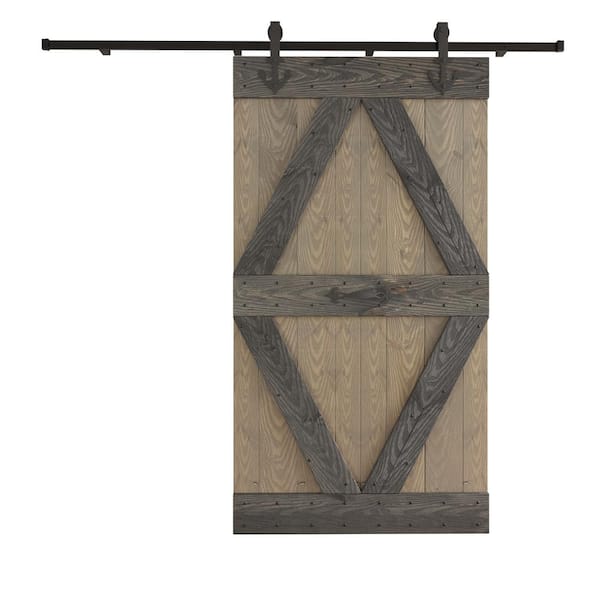 COAST SEQUOIA INC 42 in. x 84 in. X-Series Embossing Light Gray/Dark Gray DIY Knotty Wood Sliding Door With Hardware Kit