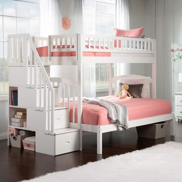 Westbrook White Twin Over Full Staircase Bunk