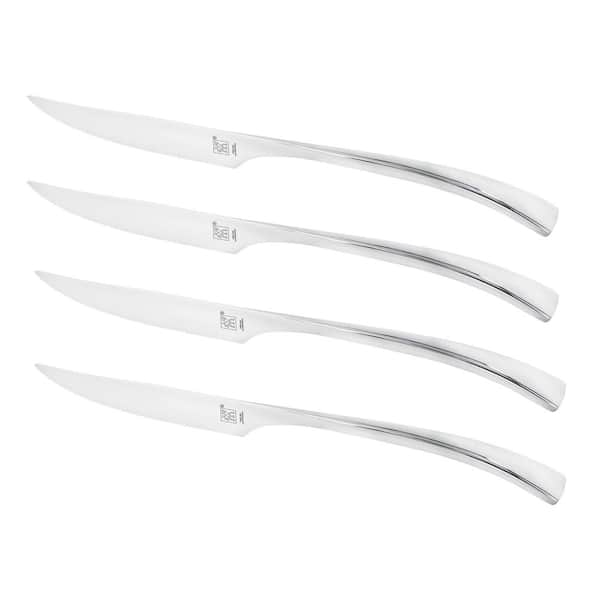 ZWILLING Bellasera 4. 5 in. Stainless Steel Full Tang Serrated Steak Knife Set with Stainless Steel Handle Set of 4