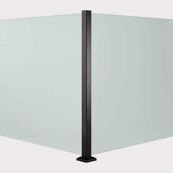 Glass Warehouse Portia 2 in. x 2 in. x 3.44 ft. Black Aluminum Corner Metal Fence Post