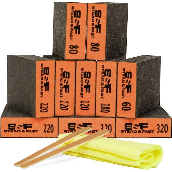 2.8 in. x 0.33 ft. x 0.08 ft. Different Sizes Coarse Sandpaper Sanding Sponge for Metal, Gypsum and Drywall (10-Pack)