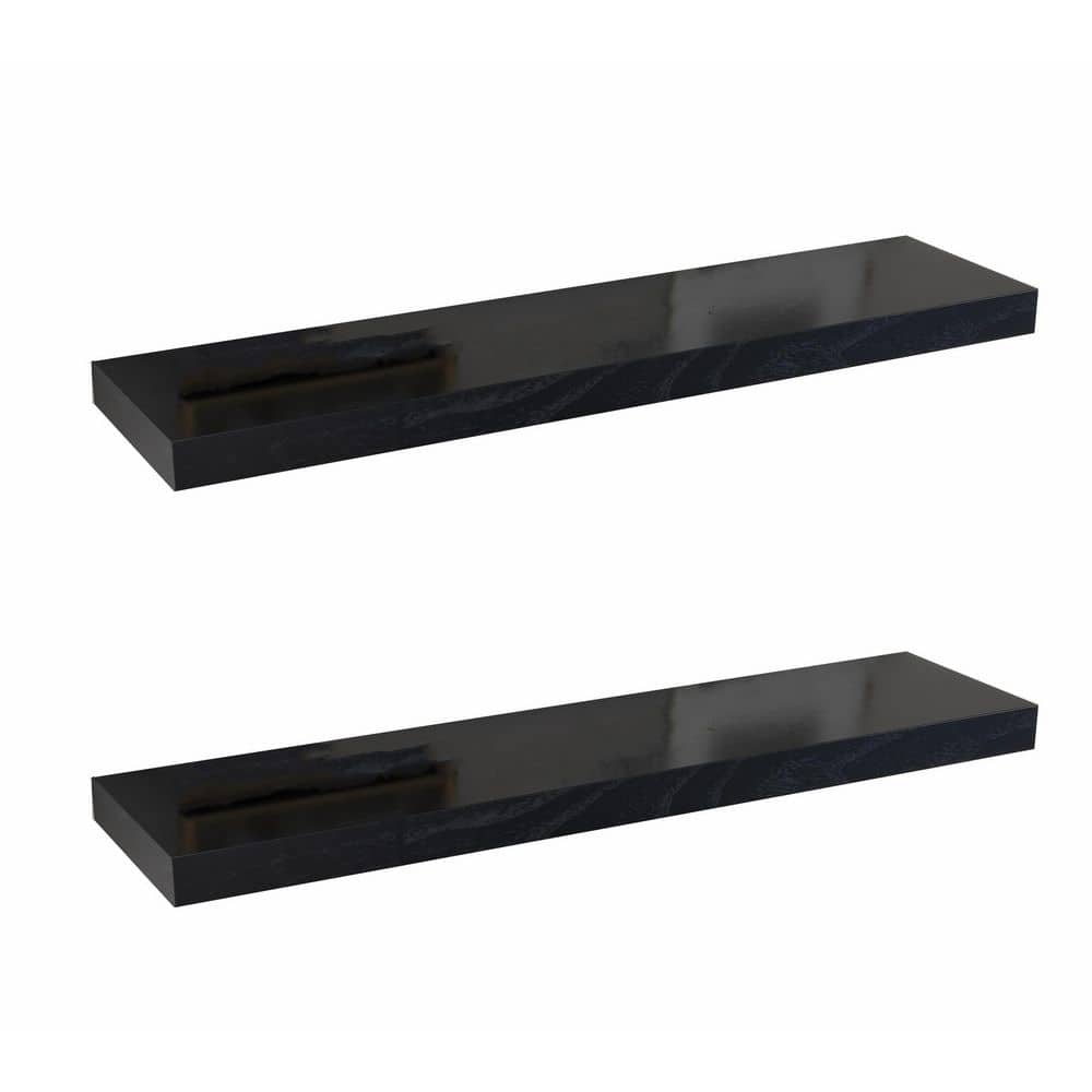 30 in. W x 6.7 in. D Black Floating Shelves (Set of 2) Decorative Wall Shel