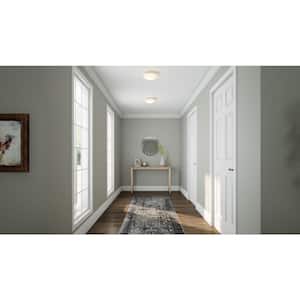 10 in. 1-Light Brushed Nickel Flush Mount with White Glass Shade