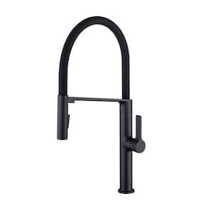Commercial Style Pull Down Sprayer Kitchen Faucet in Matte Black