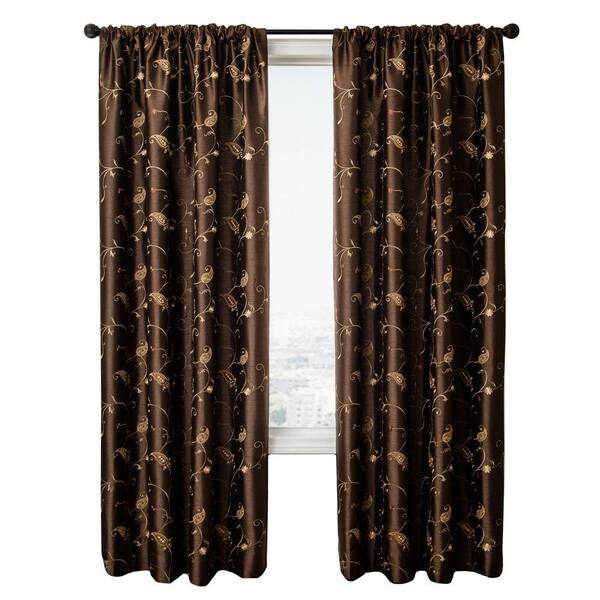 null Sheer Chocolate BelAir Rod Pocket Curtain - 54 in.W x 96 in. L