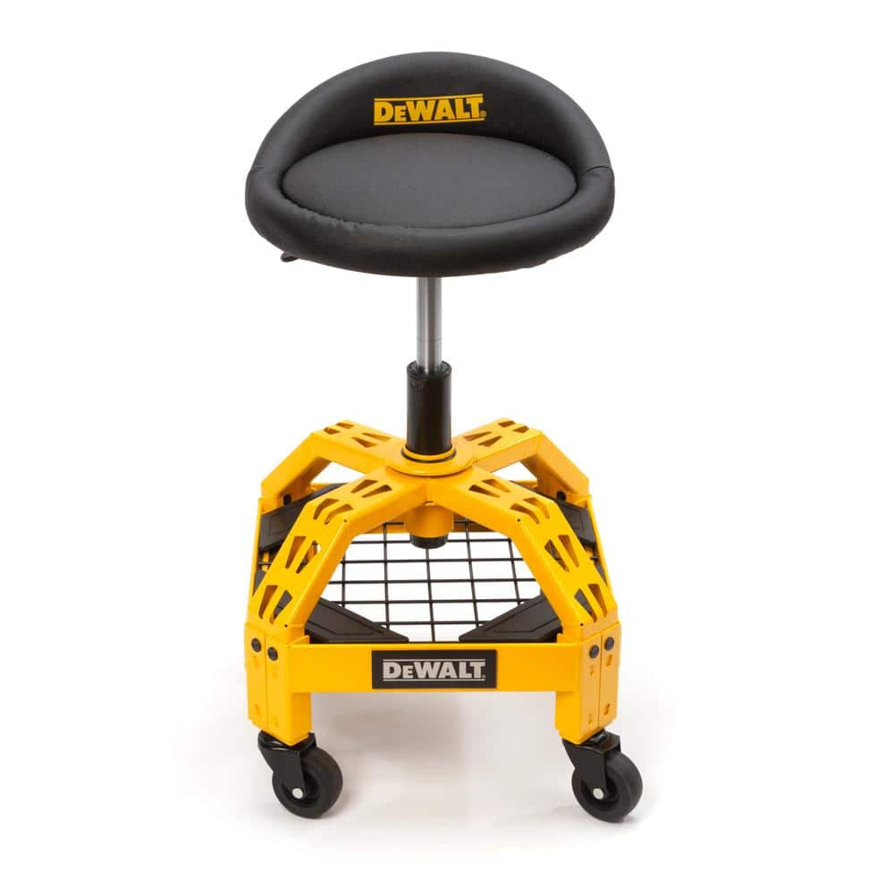 Adjustable Heavy-Duty Steel and Vinyl Swivel Shop Stool with Shelf