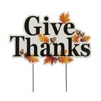 24 in. H Give Thanks Wooden Yard Stake/Hanging Wall Decor