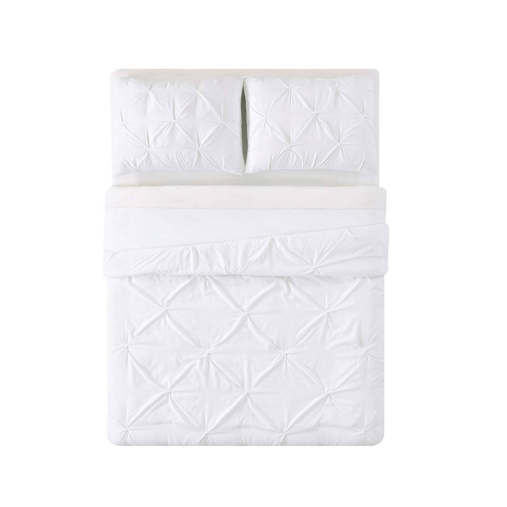 White Pintuck Twin XL Jersey Bedspread Cover Set