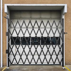 Single Fold Security Gate 7 ft. H x 6-1/2 ft. W Steel Accordion Security Gate with Padlock 360° Rolling Gate